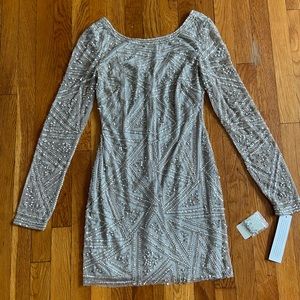 Aidan Mattox silver dress